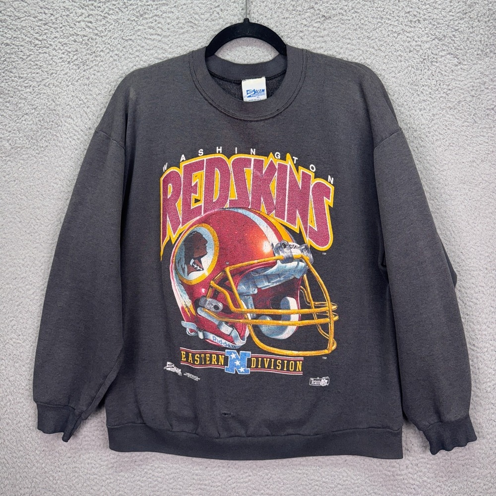 VTG Washington Commanders Sweatshirt Mens XL Faded Black Redskins NFL Salem 90s